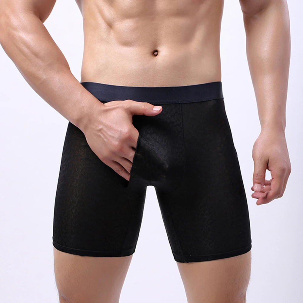 Men Ice Silk Boxer Breathable Sports Trunks Underwear With Pouch Open Fly Anti-wear Leg Fat Man Large Size Loose Boxer Shorts
Men Ice Silk Boxer Breathable Sports Trunks Underwear With Pouch Open Fly Anti-wear Leg Fat Man Large Size Loose Boxer Shorts
