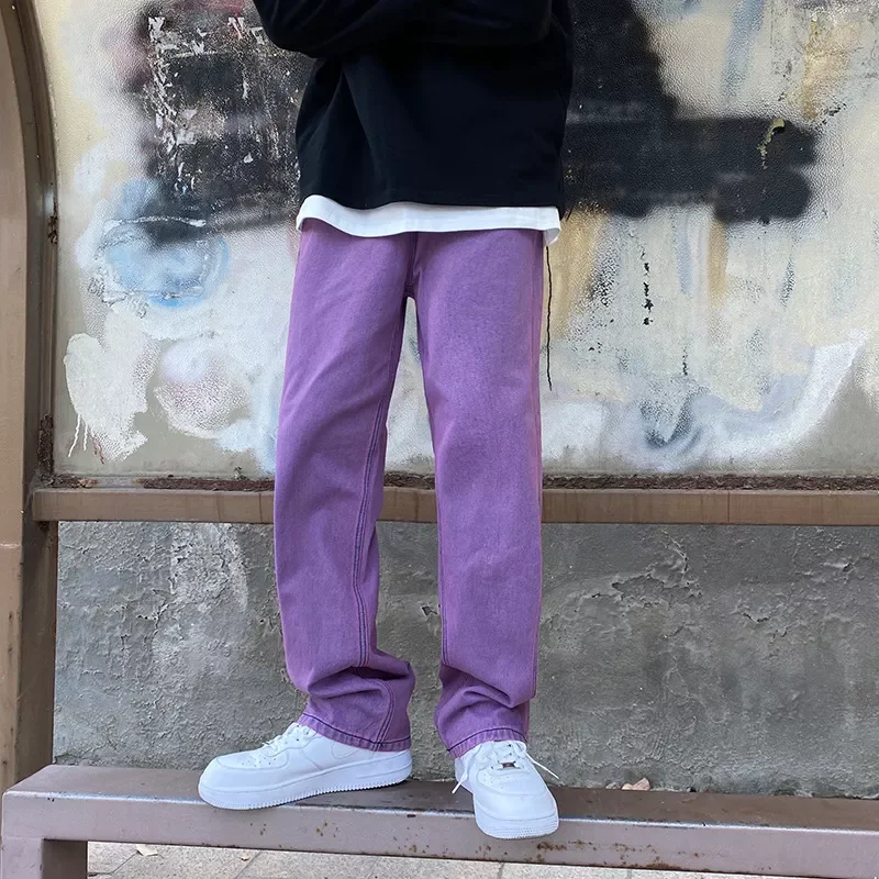 Korean Fashion Men Jeans Purple Green Loose Straight Vintage Casual Streetwear Skateboard Dance Denim Cargo Baggy Pants
Korean Fashion Men Jeans Purple Green Loose Straight Vintage Casual Streetwear Skateboard Dance Denim Cargo Baggy Pants