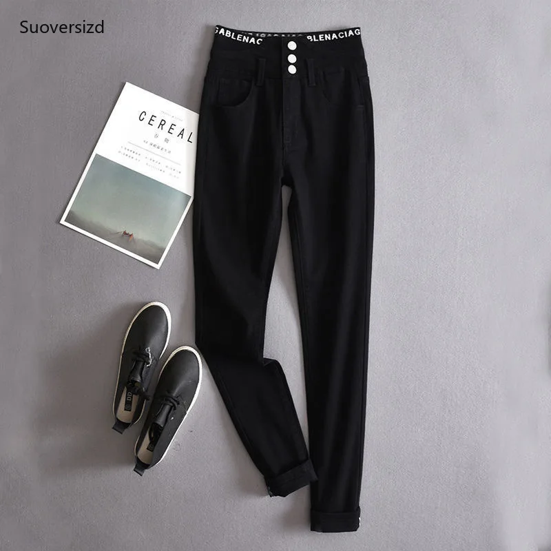 Spring Solid Skinny Pencil Denim Pants Korean Casual Denim Trousers White High Waist Button Letter Appliques Women Stretch Jeans
Spring Solid Skinny Pencil Denim Pants Korean Casual Denim Trousers White High Waist Button Letter Appliques Women Stretch Jeans
