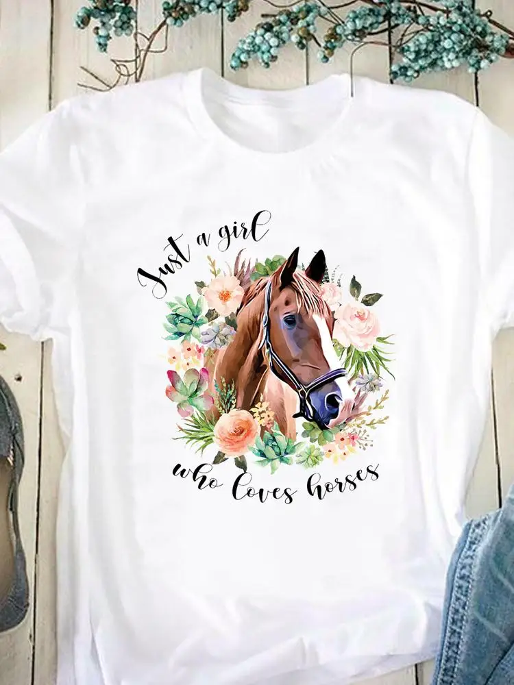 Summer Casual Clothing Graphic T Shirt Short Sleeve Horse O-neck Animal Women Print Fashion Clothes Tee T-shirt Female Top
Summer Casual Clothing Graphic T Shirt Short Sleeve Horse O-neck Animal Women Print Fashion Clothes Tee T-shirt Female Top