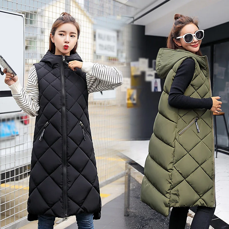Women's Sleeveless Vest Long Down jacket Solid Korea Hooded Padded Woman Vests Loose 2021 Fashion Casual Winter Coat For Women
Women's Sleeveless Vest Long Down jacket Solid Korea Hooded Padded Woman Vests Loose 2021 Fashion Casual Winter Coat For Women