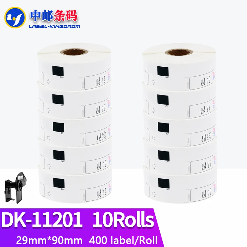 

10 Refill Rolls Compatible DK-11201 Label 29mm*90mm Work for Brother Thermal Printer QL-700/QL-800 White Paper DK11201 DK-1201