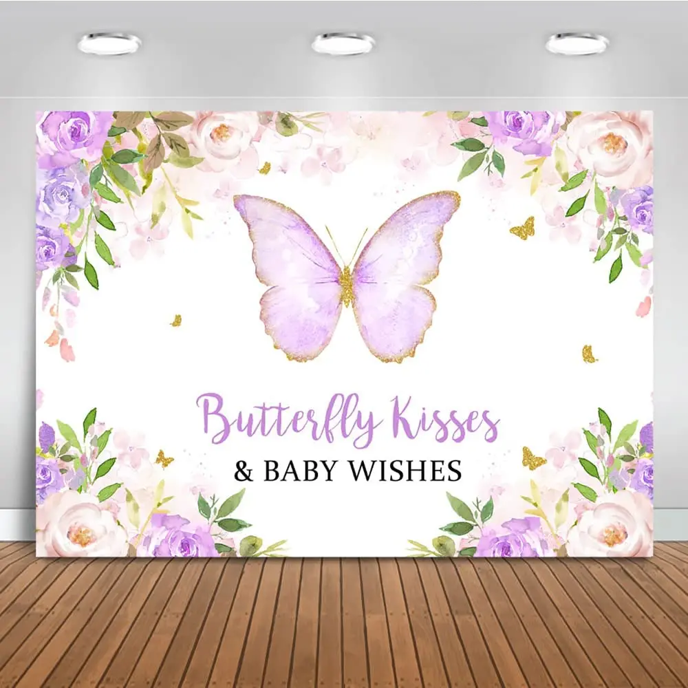 Purple Butterfly Baby Shower Backdrop Butterfly Kisses Baby Wishes Photography Background Floral Party Cake Table Banner Photo
Purple Butterfly Baby Shower Backdrop Butterfly Kisses Baby Wishes Photography Background Floral Party Cake Table Banner Photo