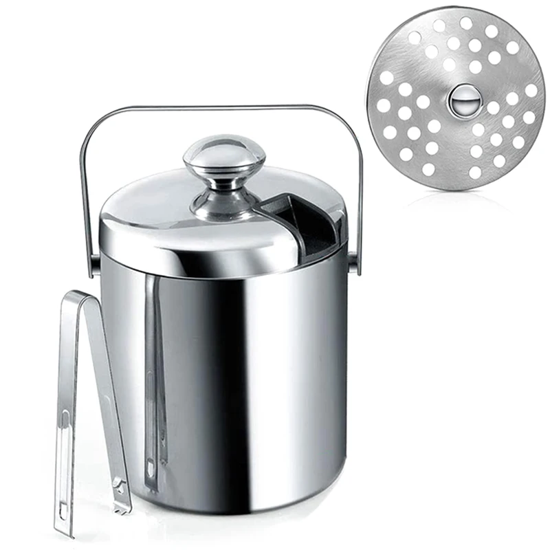 Ice Bucket With Lid, Double-Walled Ice Bucket With Lid, Stainless Steel, 1.3 Liter Insulated Ice Bucket
Ice Bucket With Lid, Double-Walled Ice Bucket With Lid, Stainless Steel, 1.3 Liter Insulated Ice Bucket