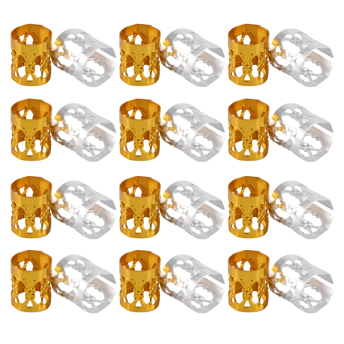 200pcs Dreadlocks Hair Cuffs Metal Braiding Beads Hair Accessory Filigree Tube for Women Men (Golden, Silver)
200pcs Dreadlocks Hair Cuffs Metal Braiding Beads Hair Accessory Filigree Tube for Women Men (Golden, Silver)