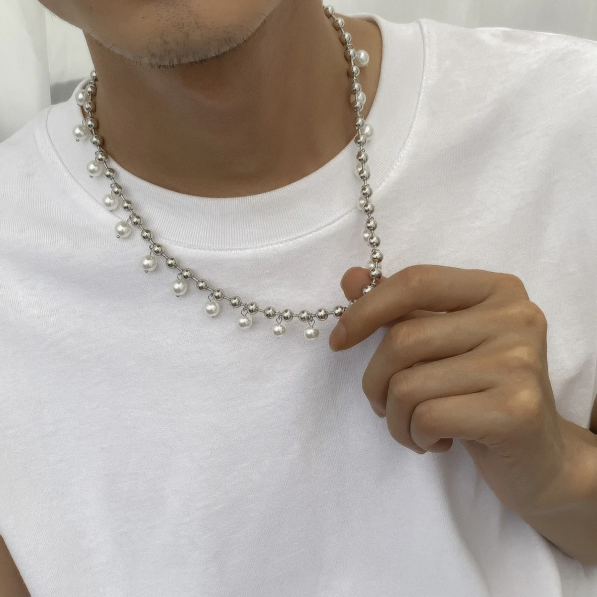 Silver Color Bead Pearl Pendant Choker Necklace Men Trendy Pearl Beaded Chain Necklaces on Neck 2022 Fashion Jewelry Collar
Silver Color Bead Pearl Pendant Choker Necklace Men Trendy Pearl Beaded Chain Necklaces on Neck 2022 Fashion Jewelry Collar
