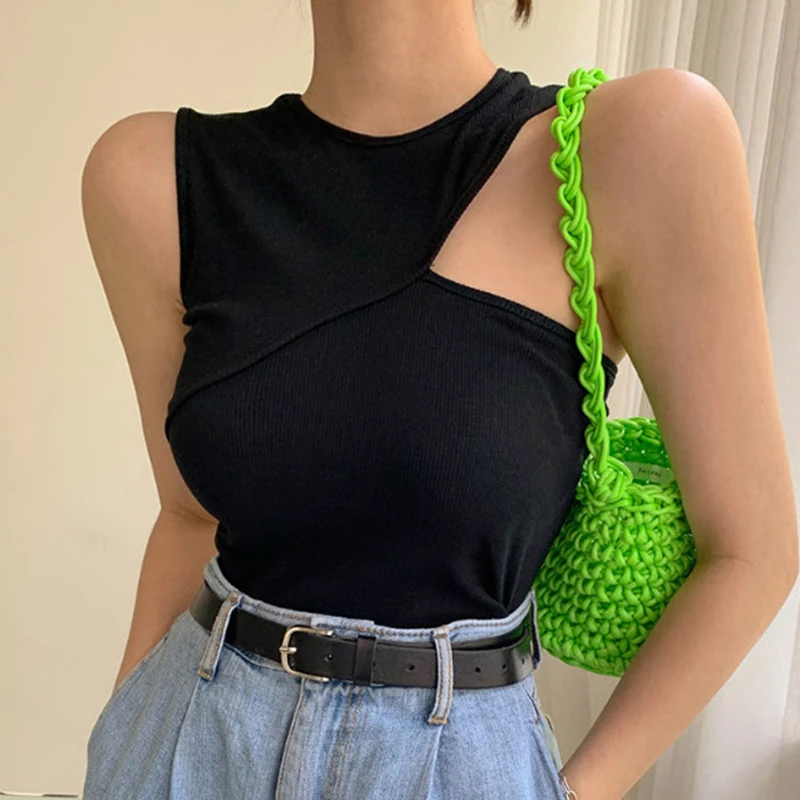 Summer Sexy Sleeveless Off-the-Shoulder T-Shirts Women's Tees Korea Fashion Ladies Tight Skinny Stitching Solid Cotton T-Shirts
Summer Sexy Sleeveless Off-the-Shoulder T-Shirts Women's Tees Korea Fashion Ladies Tight Skinny Stitching Solid Cotton T-Shirts