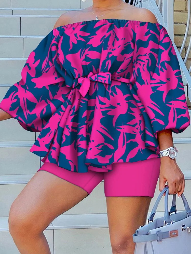 Women Summer Matching Set Loungewear Slash Neck Three Quarter Puff Sleeve Short 2PCS Outfit Hollow Out Printed Suits Streetwear
Women Summer Matching Set Loungewear Slash Neck Three Quarter Puff Sleeve Short 2PCS Outfit Hollow Out Printed Suits Streetwear