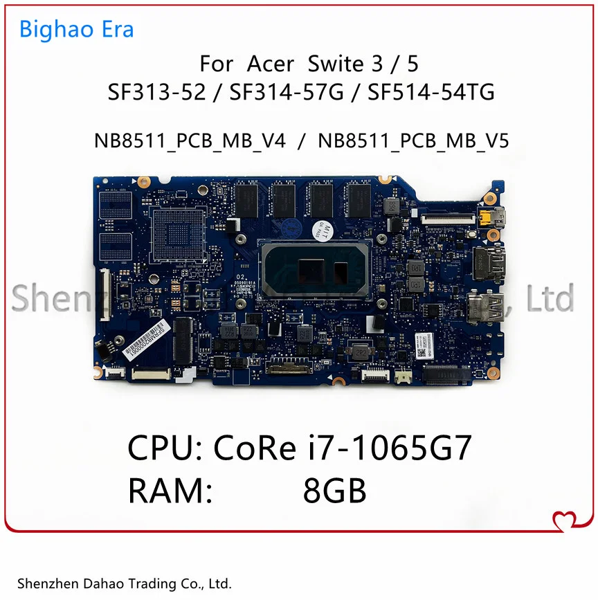 Nb8511 _ pcb _ mb_v4 nb8511 _ pcb _ mb5_5 для Acer SF514-54TG SF314-57G SF314-57 SF313-52 материнская плата для ноутбука с i7-1065G 7 CPU 8GB-RAM
Nb8511 _ pcb _ mb_v4 nb8511 _ pcb _ mb5_5 для Acer SF514-54TG SF314-57G SF314-57 SF313-52 материнская плата для ноутбука с i7-1065G 7 CPU 8GB-RAM