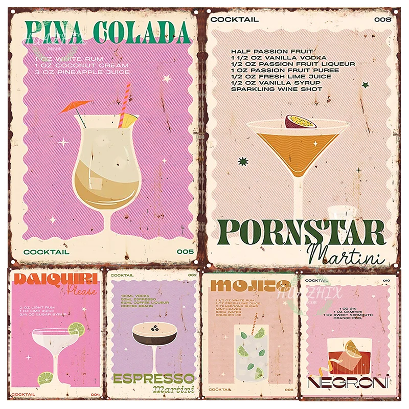 Vintage Cocktail Tin Sign Metal Plaque Wall Art Fruit Juice Pub Kitchen Bar Home Patterns Stamp House Decorative Aesthetics
Vintage Cocktail Tin Sign Metal Plaque Wall Art Fruit Juice Pub Kitchen Bar Home Patterns Stamp House Decorative Aesthetics