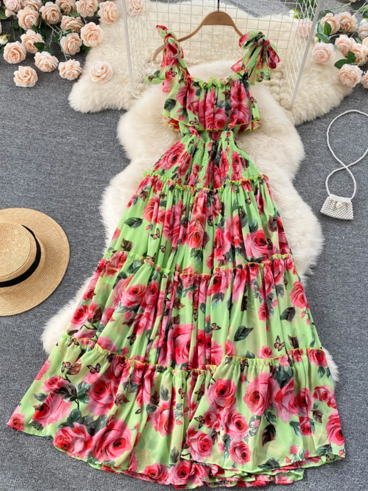 Women Chiffon Long Dress Summer Ruffles Floral Printed Beach Dresses Ladies Elegant Fsahion A Line High Waist Boho Long Robe
Women Chiffon Long Dress Summer Ruffles Floral Printed Beach Dresses Ladies Elegant Fsahion A Line High Waist Boho Long Robe