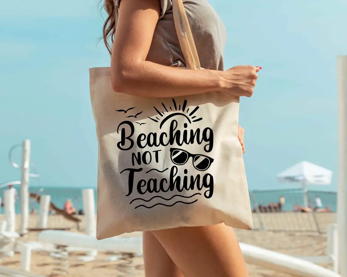 Beaching Not Teaching Fashion Summer Canvas Shoulder Shopping Bag Tropical Travel Vacation Reusable Tote Bags Gifts for Teachers
Beaching Not Teaching Fashion Summer Canvas Shoulder Shopping Bag Tropical Travel Vacation Reusable Tote Bags Gifts for Teachers