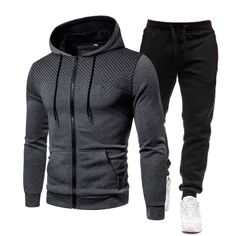Men's Tracksuit Hooded Jackets and Sweatpants Two Piece Sets Casual Zipper Jogging Suits Outdoor Male Sportswear Gym Clothing 
Men's Tracksuit Hooded Jackets and Sweatpants Two Piece Sets Casual Zipper Jogging Suits Outdoor Male Sportswear Gym Clothing