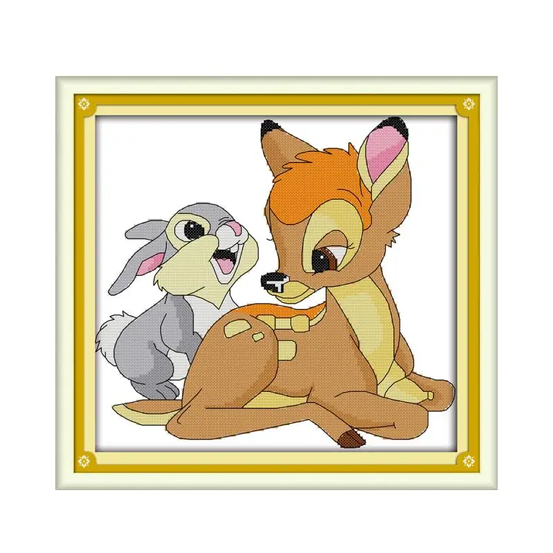 Little deer and little rabbit cross stitch kit aida 14ct 11ct count printed canvas stitches hand craft DIY handmade needlework
Little deer and little rabbit cross stitch kit aida 14ct 11ct count printed canvas stitches hand craft DIY handmade needlework