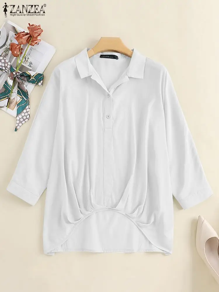 ZANZEA Elegant Women Work Wears 2022 Summer Loose Tops 3/4 Tees Casual Solid Lapel Neck Blusas Oversized Fashion OL Streetwears
ZANZEA Elegant Women Work Wears 2022 Summer Loose Tops 3/4 Tees Casual Solid Lapel Neck Blusas Oversized Fashion OL Streetwears