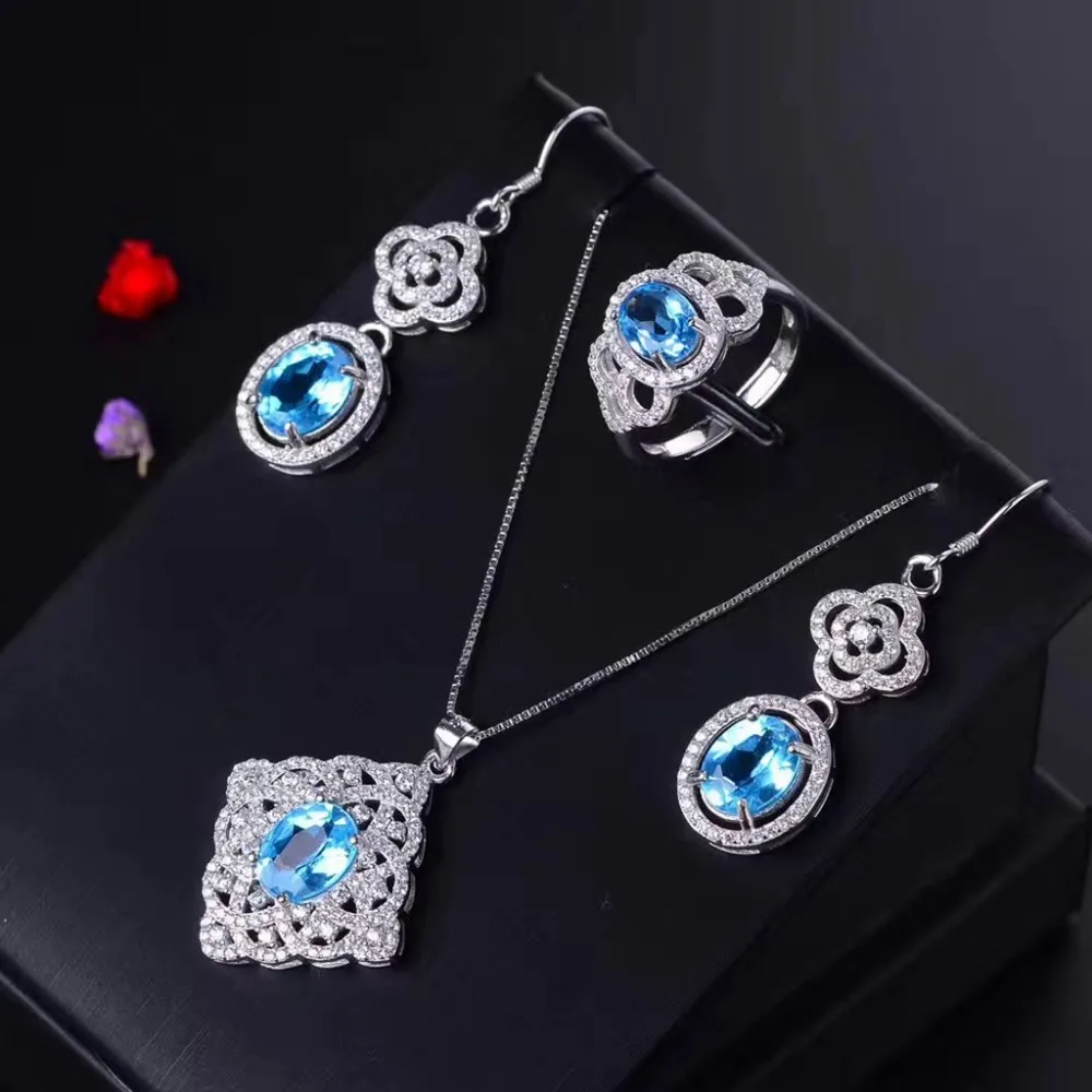 MeiBaPJ Natural Blue Topaz Jewelry Set for Women 925 Sterling Silver Fashion 3-Pieces Siut Fine Wedding Jewelry
MeiBaPJ Natural Blue Topaz Jewelry Set for Women 925 Sterling Silver Fashion 3-Pieces Siut Fine Wedding Jewelry