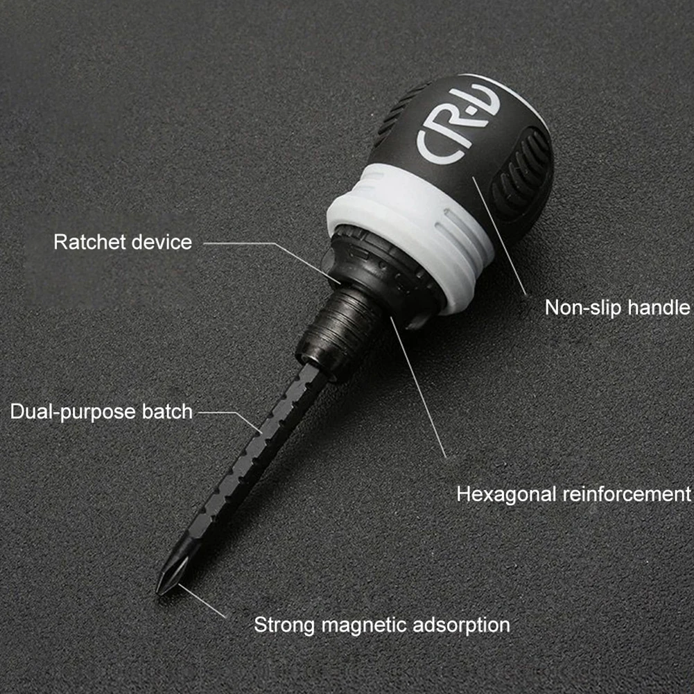 

1pc Ratchet Screwdriver Dual-purpose Batch Head Telescopic Magnetic Batch Hexagon Fixed Handle Screwdriver Hand Repair Tool