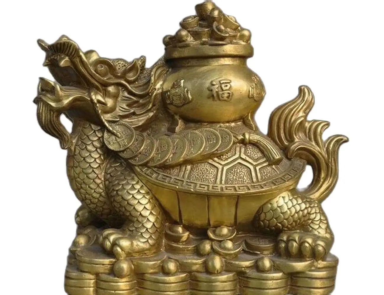 21CM Old Chinese Feng Shui Brass Auspicious Wealth Yuanbao Coin Dragon Turtle Statue
21CM Old Chinese Feng Shui Brass Auspicious Wealth Yuanbao Coin Dragon Turtle Statue