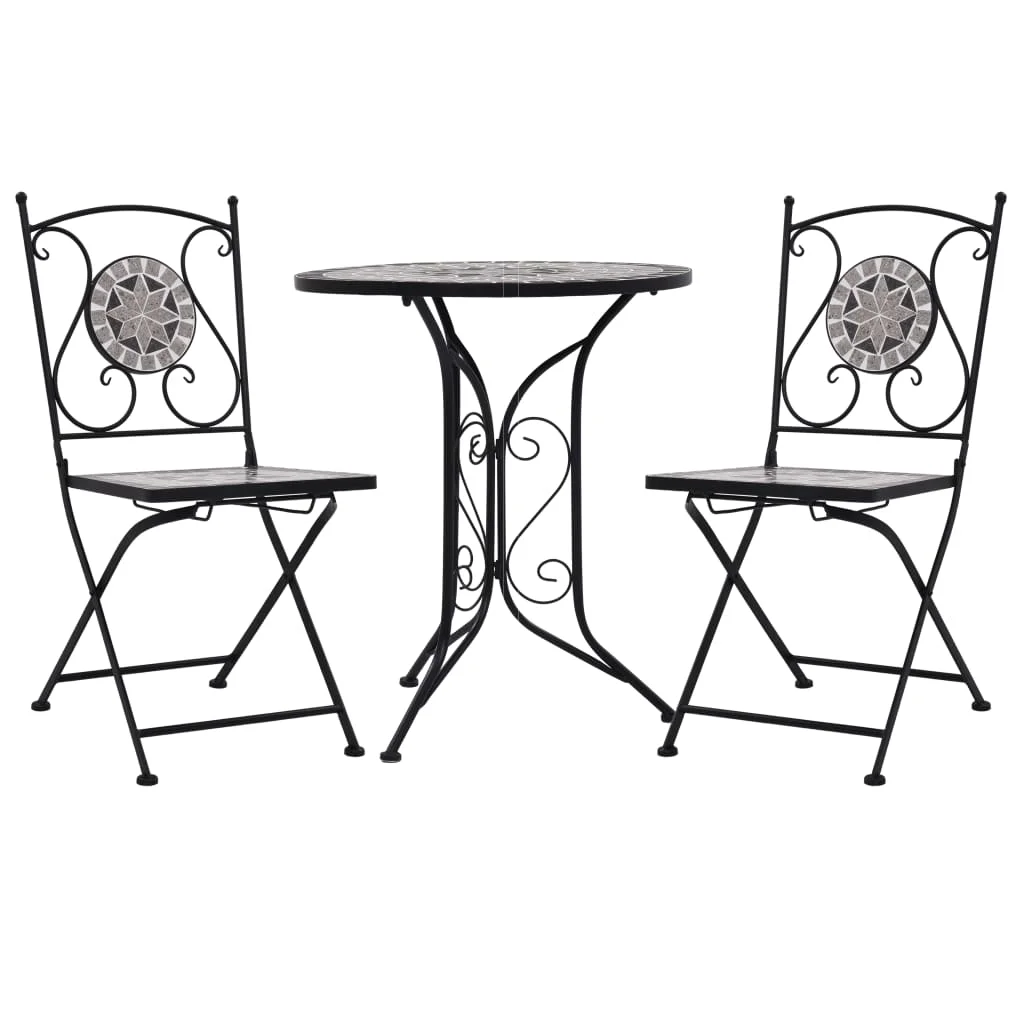 3 Piece Mosaic Bistro Set,Patio Table and Chair Set, Ceramic Tile Grey
3 Piece Mosaic Bistro Set,Patio Table and Chair Set, Ceramic Tile Grey