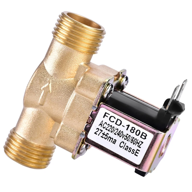 

AC220V Integration Faucet Solenoid Valve 2-Port Normally Closed Brass Water Inlet Flow Control Switch G1/2" Thread