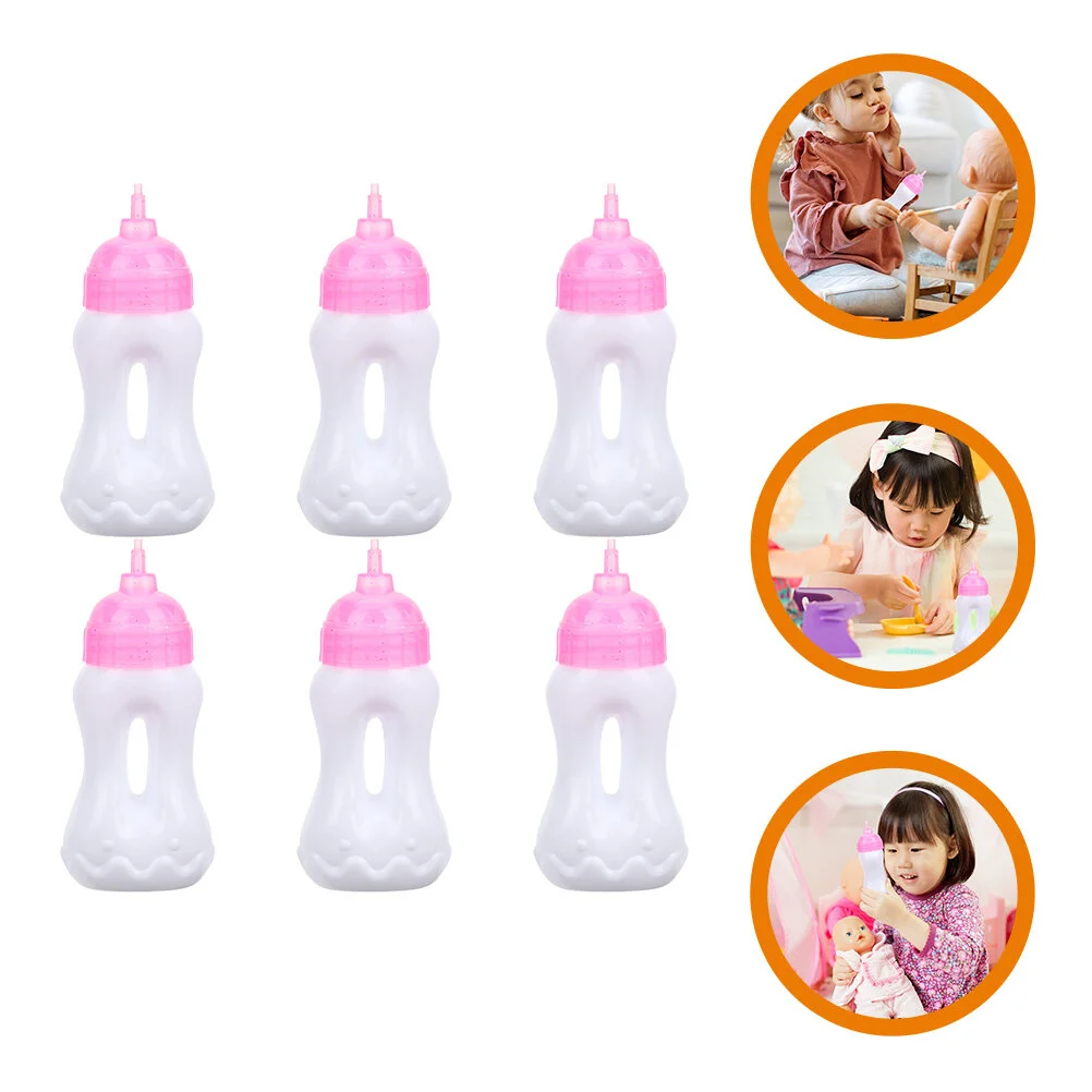 

6 Pcs Small Feed Baby Shower Favors Girls Mini Juice Bottle Kid Toys For Girls House Decor Bottles Pp Accessories Child Decked