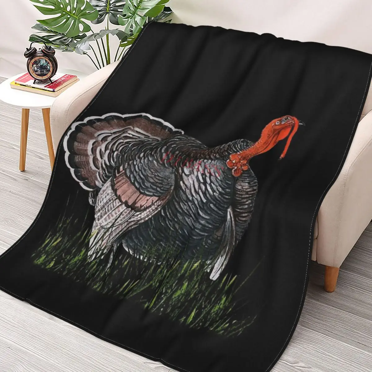 Фланелевое покрывало с 3D-принтом индейки на День Благодарения 
Фланелевое покрывало с 3D-принтом индейки на День Благодарения