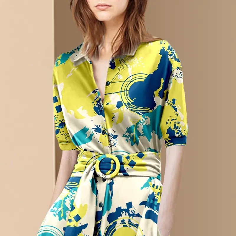 Chiffon Loose Women's Dress New Fashion Dresses Printing V-neck Belt Short Sleeve Mid-length Summer
Chiffon Loose Women's Dress New Fashion Dresses Printing V-neck Belt Short Sleeve Mid-length Summer