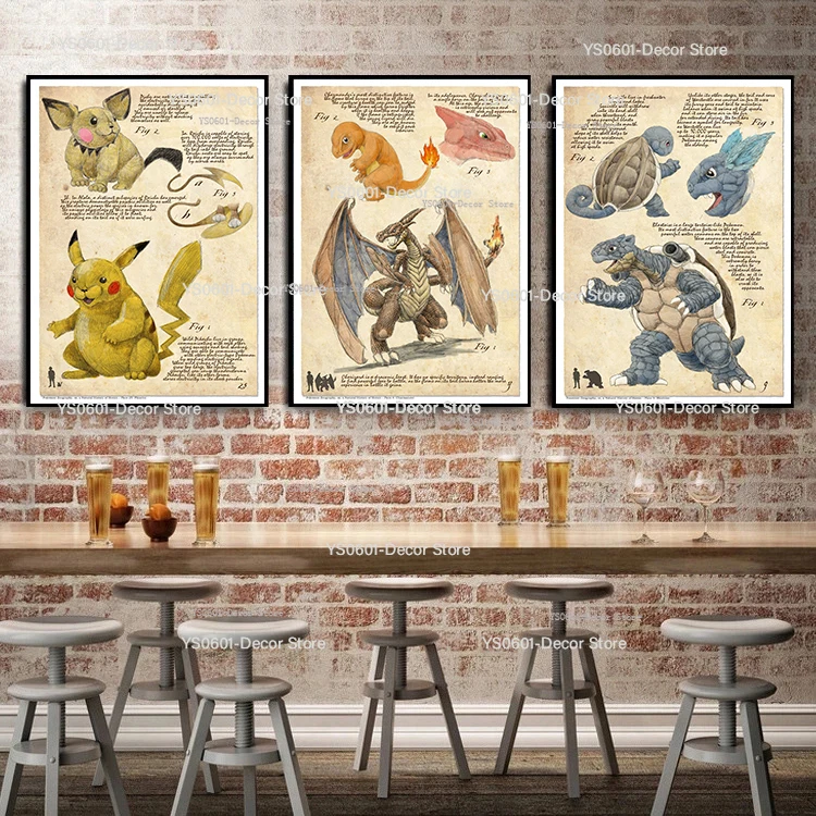 Retro Pokemon Pikachu Charizard Squirtle Psyduck Poster Japanese Anime Characters Canvas Painting Wall Art Prints Bedroom Decor
Retro Pokemon Pikachu Charizard Squirtle Psyduck Poster Japanese Anime Characters Canvas Painting Wall Art Prints Bedroom Decor