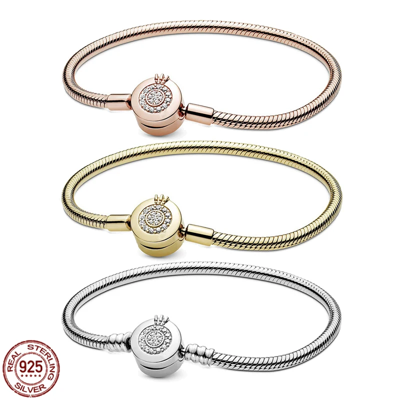 Hot selling 925 sterling silver exquisite crown buckle bracelet fit designing original charm beaded DIY women's jewelry gifts
Hot selling 925 sterling silver exquisite crown buckle bracelet fit designing original charm beaded DIY women's jewelry gifts