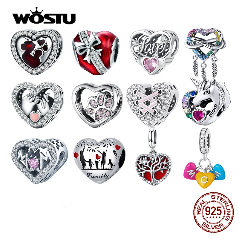 WOSTU Real 925 Sterling Silver Heart Pendents Gifts Charms Beads Fit Original DIY Bracelet Necklace Mother's Day Jewelry for Mom
WOSTU Real 925 Sterling Silver Heart Pendents Gifts Charms Beads Fit Original DIY Bracelet Necklace Mother's Day Jewelry for Mom