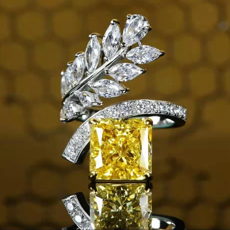 Brilliant Yellow / Pink Topaz Cubic Zirconia Princess Cut Leaf Rings For Women Banquet Party Jewelry Fashion Band
Brilliant Yellow / Pink Topaz Cubic Zirconia Princess Cut Leaf Rings For Women Banquet Party Jewelry Fashion Band