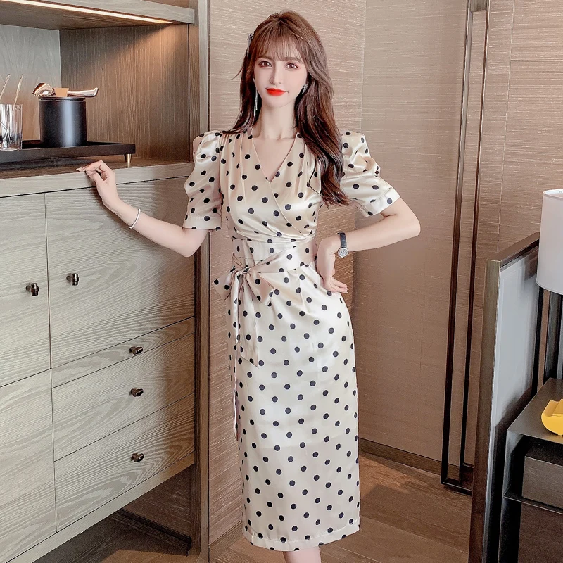 Polka Dot Slim Fit Women's Sexy Party Dresses Summer Korean Style Bohemia High Waist French Female Clothing Folds Sheath
Polka Dot Slim Fit Women's Sexy Party Dresses Summer Korean Style Bohemia High Waist French Female Clothing Folds Sheath