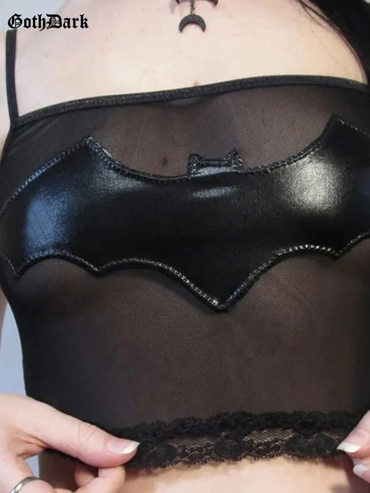 Goth Dark Mall Gothic Mesh Transprent Women Crop Tops Summer Sexy Grunge Faux Pu Bat Black Camis Emo Aesthetic Skinny Streetwear
Goth Dark Mall Gothic Mesh Transprent Women Crop Tops Summer Sexy Grunge Faux Pu Bat Black Camis Emo Aesthetic Skinny Streetwear