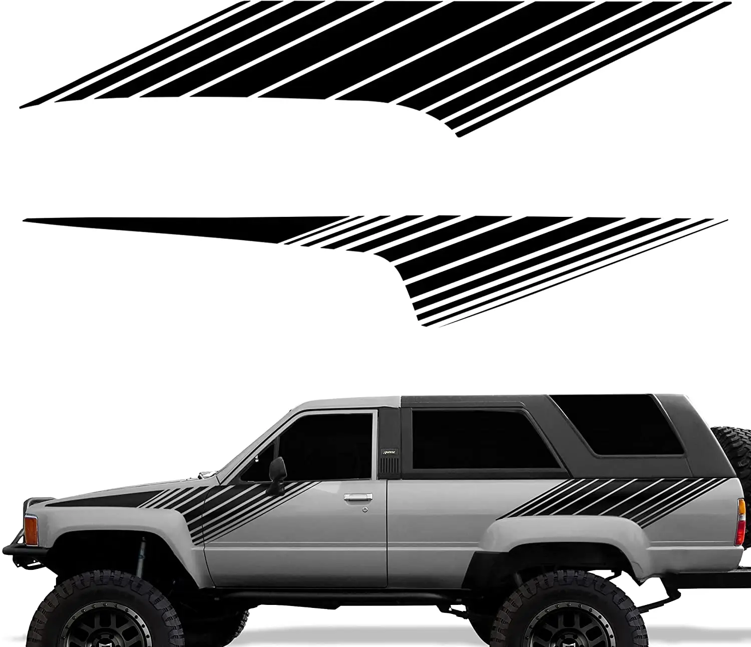 

Factory Crafts OEM Style Stripes Side Graphics Kit 3M Vinyl Decal Wrap Compatible with Toyota 4Runner 1987-1988 - Matte Black