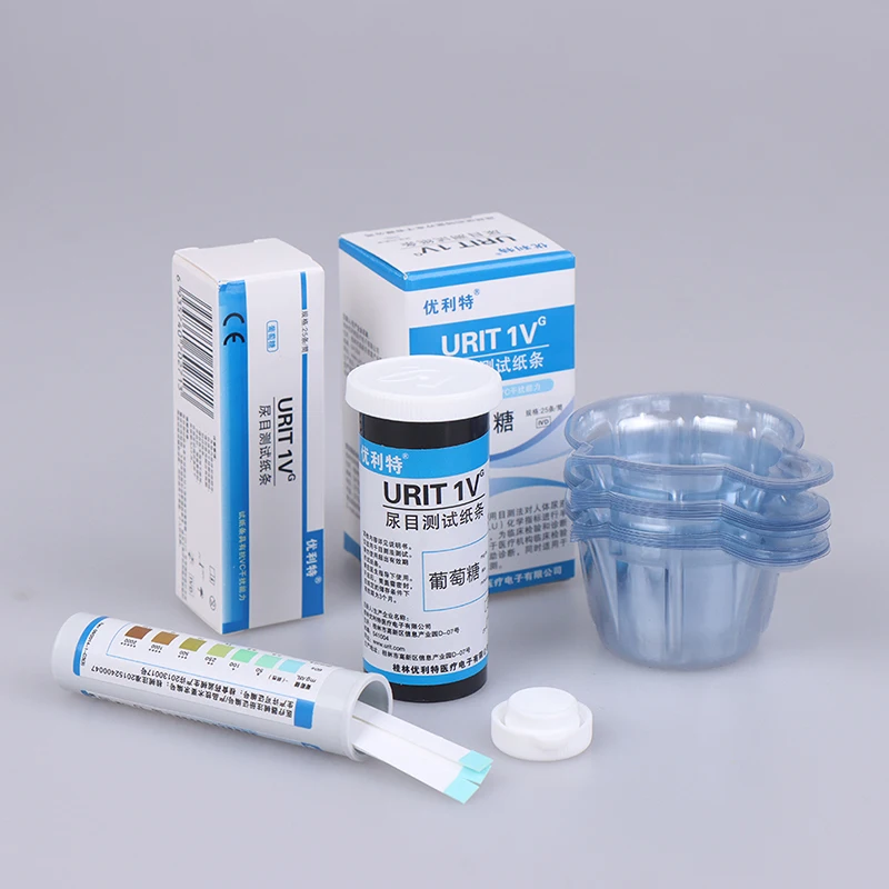 PVC Urine Sugar Test Strips Glucose Test Strips Household Test Strips Medical Urine Analysis Tester 25pcs/tube+25 Urine Cup 
PVC Urine Sugar Test Strips Glucose Test Strips Household Test Strips Medical Urine Analysis Tester 25pcs/tube+25 Urine Cup