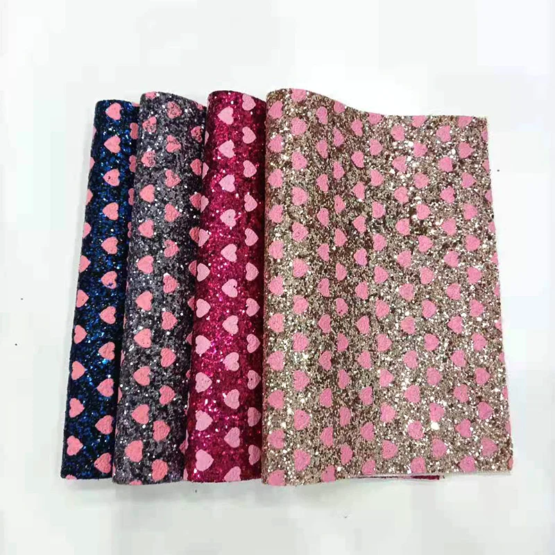 XHT Pink Heart Printed Chunky Glitter Faux Leather Fabric Sheet for Making Craft/Hair Bow/Decorative/Wallpaper/Shoe
XHT Pink Heart Printed Chunky Glitter Faux Leather Fabric Sheet for Making Craft/Hair Bow/Decorative/Wallpaper/Shoe