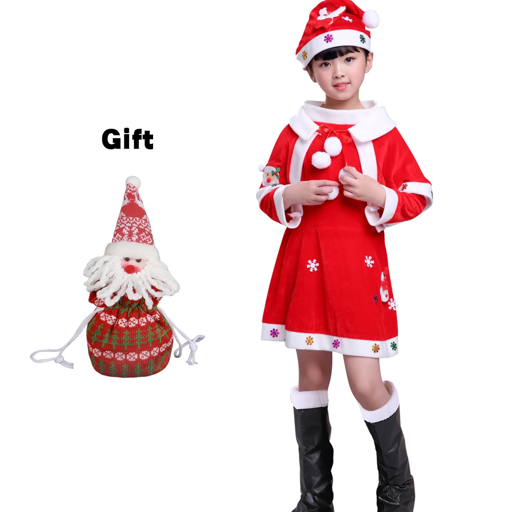 

3Piece/Lots Christmas Cosplay Outfit Set Kids Child Santa Claus Costume With Boots Baby X-Mas Dress For Boys Girls