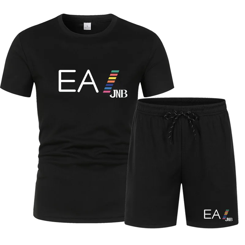 

Brand Men Sportswear Summer Streak Tracksuit Men Sweat Suit Casual Sets Mens Clothing Fitness Quick Dry T-shirt + Short Pants
