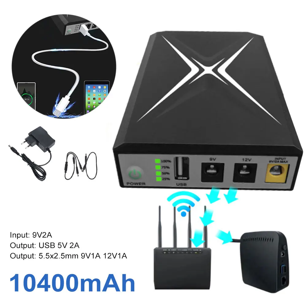 Новинка, 10400 мАч, мини-аккумулятор, резервный USB 5 В, 2 А, 5,5x2,5 мм, 9 В, 1 А, 12 В, 1 А, портативный блок бесперебойного питания для маршрутизатора
Новинка, 10400 мАч, мини-аккумулятор, резервный USB 5 В, 2 А, 5,5x2,5 мм, 9 В, 1 А, 12 В, 1 А, портативный блок бесперебойного питания для маршрутизатора