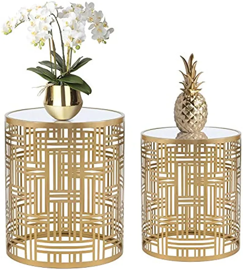 Homebeez End Tables Set of 2 Gold Nesting Side Coffee Table Decorative Round Nightstands (Stainless Steel Top)
Homebeez End Tables Set of 2 Gold Nesting Side Coffee Table Decorative Round Nightstands (Stainless Steel Top)
