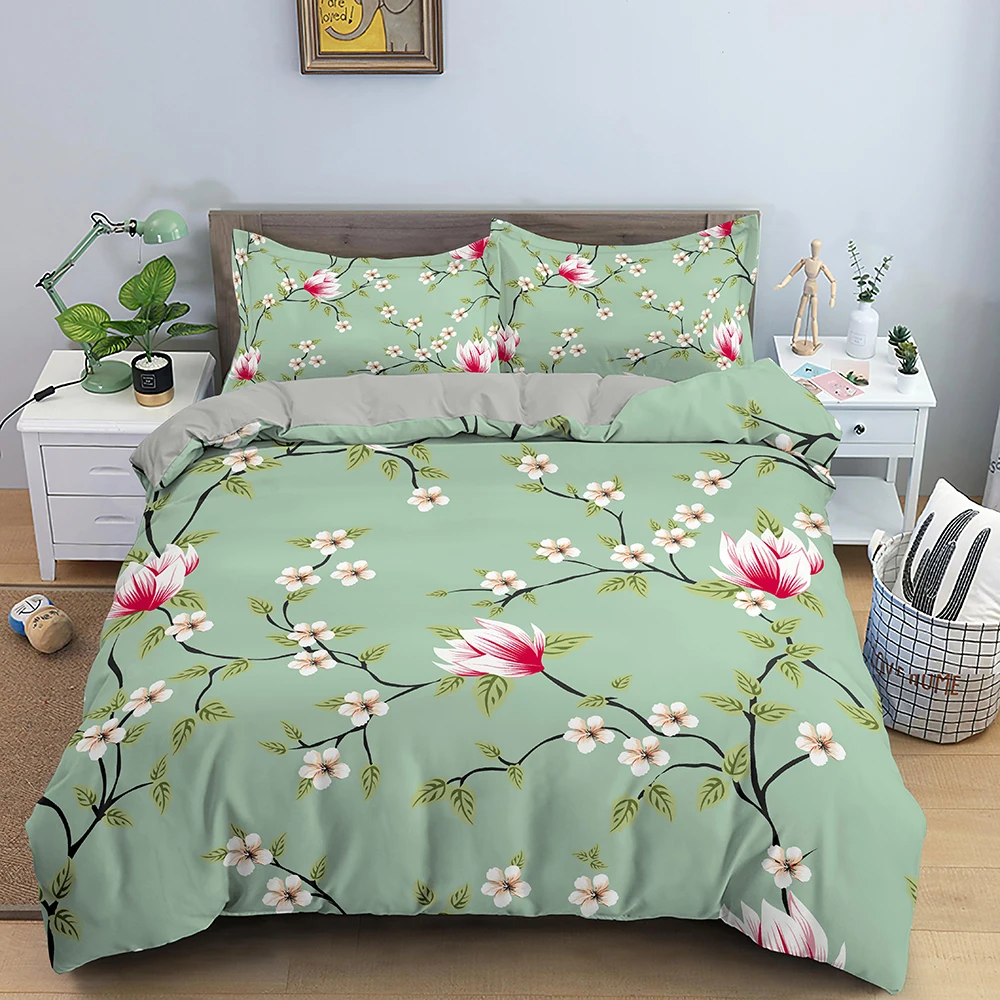 Bedding Set Colorful Floral Duvet Cover Pink Rose Leaves Quilt Cover Polyester Comforter Cover Oil Painting Flowers King Queen 
Bedding Set Colorful Floral Duvet Cover Pink Rose Leaves Quilt Cover Polyester Comforter Cover Oil Painting Flowers King Queen