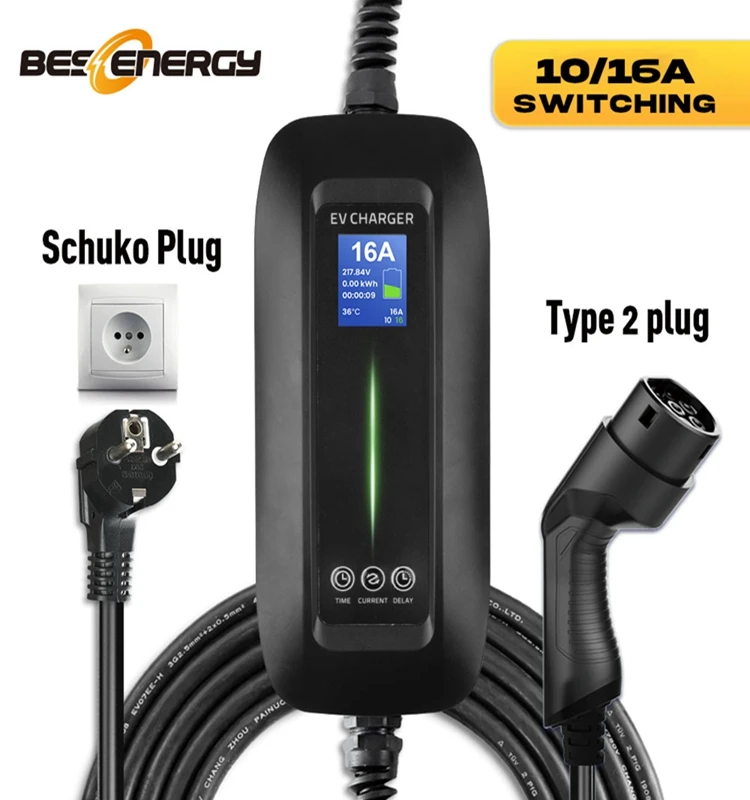 BESENERGY EV Charger Type 2 Electric Vehicle Car Charging Box SCHUKO Plug 10/16A 220V Switchable Length 6M Timing Setting
BESENERGY EV Charger Type 2 Electric Vehicle Car Charging Box SCHUKO Plug 10/16A 220V Switchable Length 6M Timing Setting