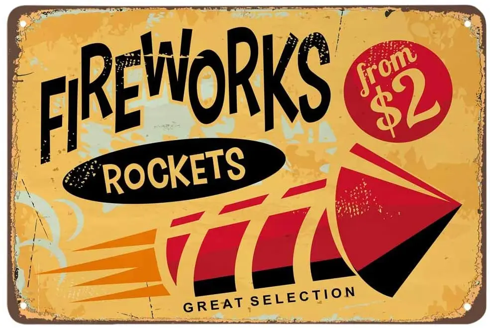 Firework Rocket Metal Tin Sign Retro Wall Decoration Sign Suitable for Bar Cafe Room Family Outdoor Decoration 20x30cm
Firework Rocket Metal Tin Sign Retro Wall Decoration Sign Suitable for Bar Cafe Room Family Outdoor Decoration 20x30cm