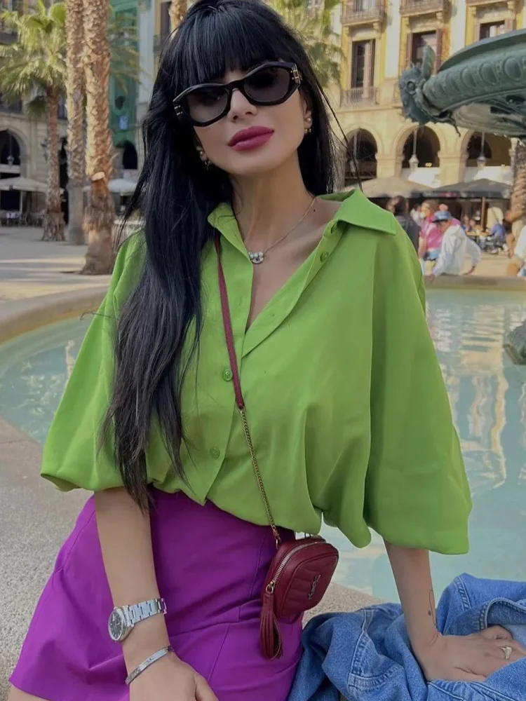TRAF Green Shirt Women Autumn Long Sleeve Loose Woman Top Elegant Office Lady Shirt Vintage Top Female Shirts Casual Streetwear
TRAF Green Shirt Women Autumn Long Sleeve Loose Woman Top Elegant Office Lady Shirt Vintage Top Female Shirts Casual Streetwear