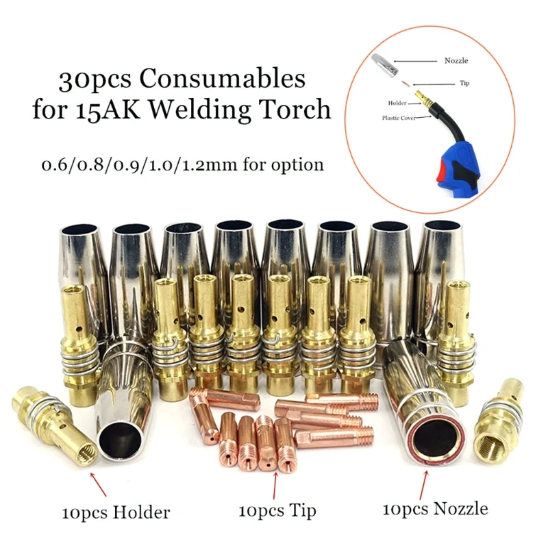 30 Pieces 15AK Torch/ Gun Consumables Mig Torch Gas Nozzle Tips Holder Gun Neck Wrench for High Detailed Projects R9UF
30 Pieces 15AK Torch/ Gun Consumables Mig Torch Gas Nozzle Tips Holder Gun Neck Wrench for High Detailed Projects R9UF