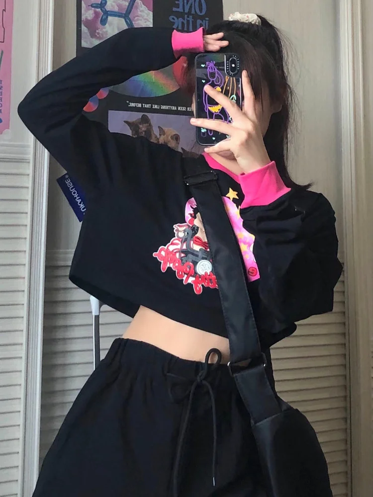 Deeptown Vintage Harajuku Kawaii Girl Anime Graphic T-shirt Women Cute Cartoon Black Crop Tops Women Long Sleeve T Shirt Korean
Deeptown Vintage Harajuku Kawaii Girl Anime Graphic T-shirt Women Cute Cartoon Black Crop Tops Women Long Sleeve T Shirt Korean