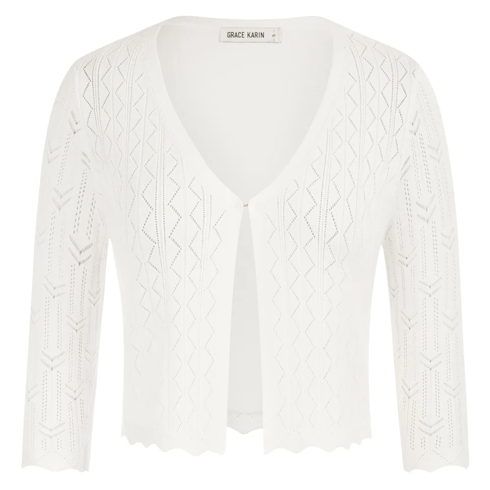 GK Women Spring And Summer Cardigan Sweater 3/4 Sleeve V-Neck Cropped Knitwear Lightweight Short Bolero Shrugs For Dress A20
GK Women Spring And Summer Cardigan Sweater 3/4 Sleeve V-Neck Cropped Knitwear Lightweight Short Bolero Shrugs For Dress A20