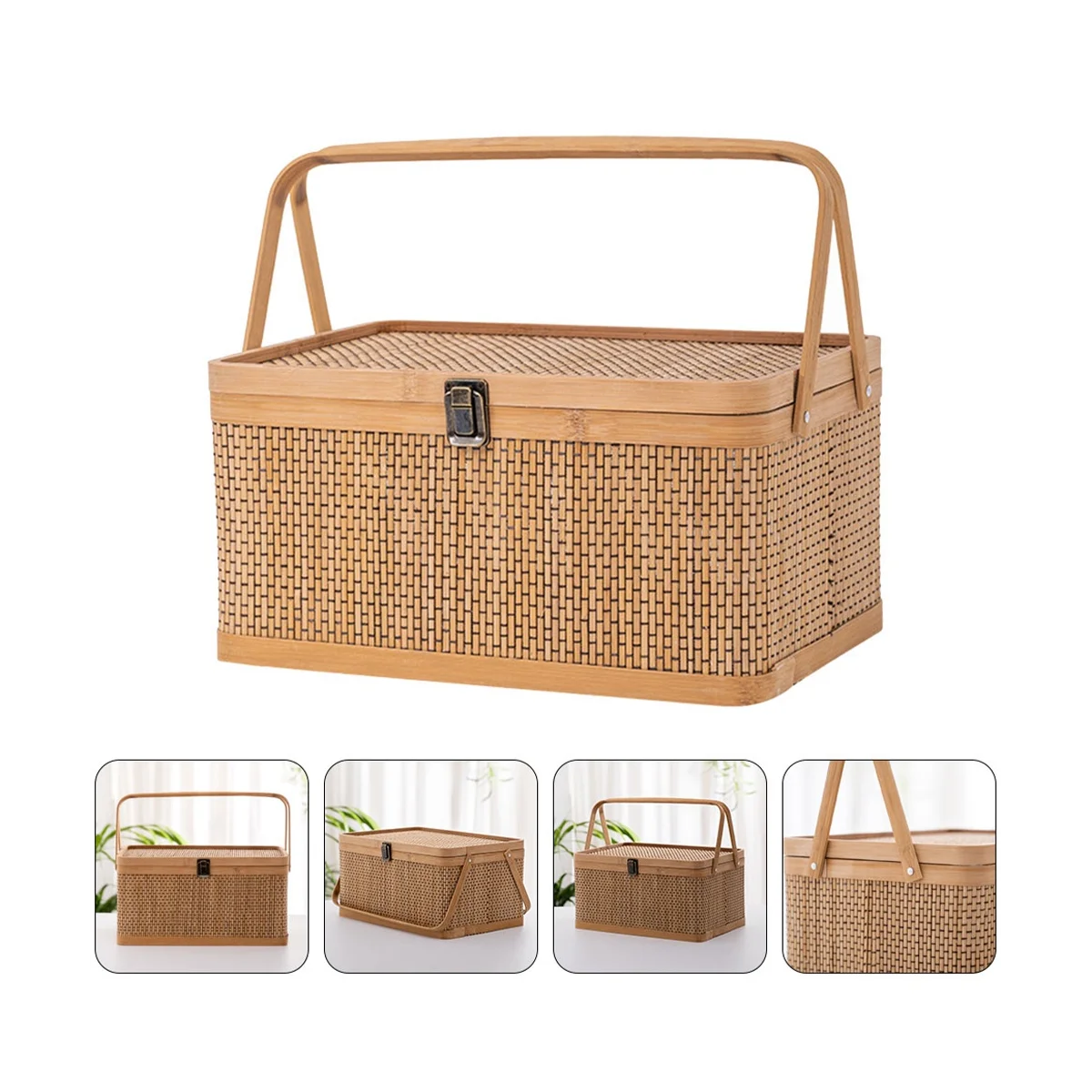 Woven Storage Baskets Picnic Basket Basket Lock Lids Woven Woodchip Basket Egg Basket Picnic Food Holder
Woven Storage Baskets Picnic Basket Basket Lock Lids Woven Woodchip Basket Egg Basket Picnic Food Holder