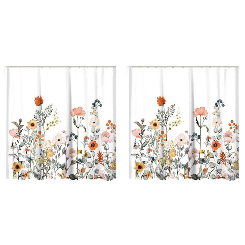 2Pcs Floral Shower Curtain With 24 Hooks Watercolor Botanical Flowers Decorative Bath Curtain Modern Bathroom
2Pcs Floral Shower Curtain With 24 Hooks Watercolor Botanical Flowers Decorative Bath Curtain Modern Bathroom