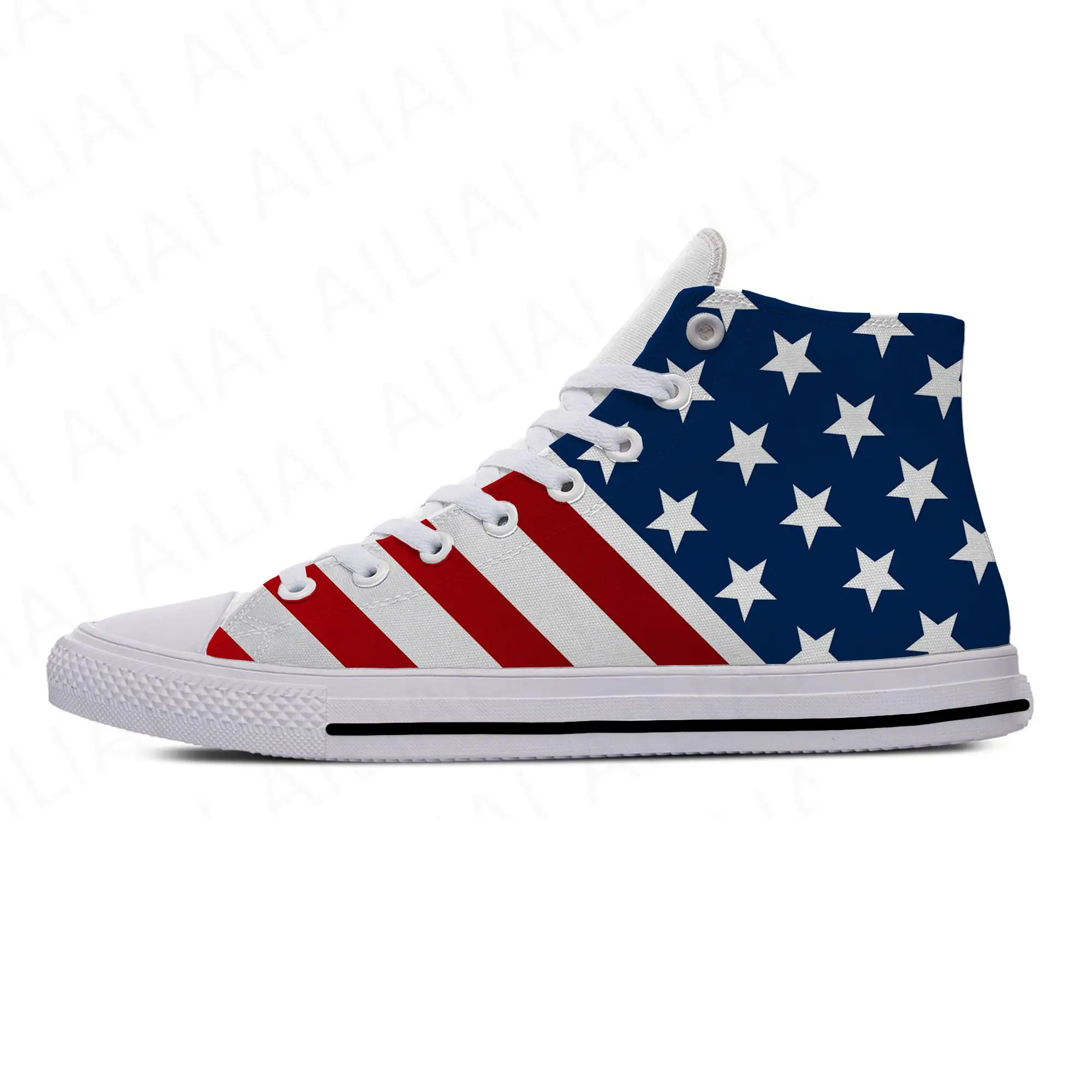 

USA America American Flag Stars Patriotic Pride Casual Cloth Shoes High Top Lightweight Breathable 3D Print Men Women Sneakers